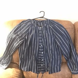 JCrew linen/cotton blend tie shirt.